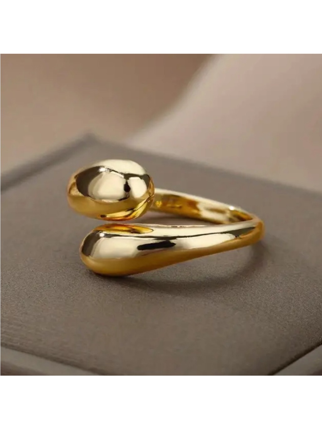 New Minimalistic K-Pop Style Modern Gold 14k Gold Plated Water Drop Open Ring